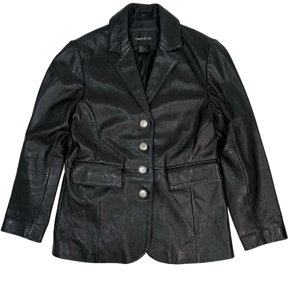 Vintage 90s Women's Medium Black Lambskin Leather Jacket Dunne & Cole